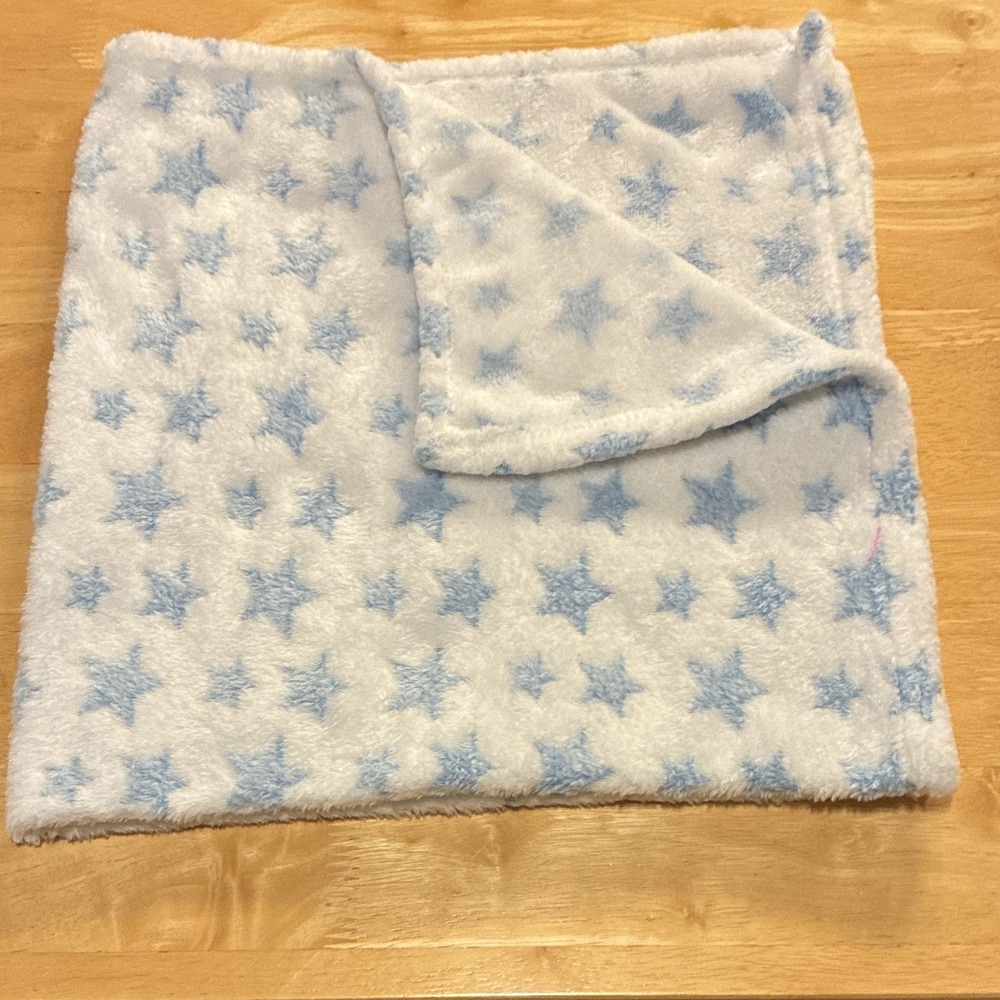 Kidget Multi-Purpose SmallBaby Blanket Plush Lovey White Blue Stars